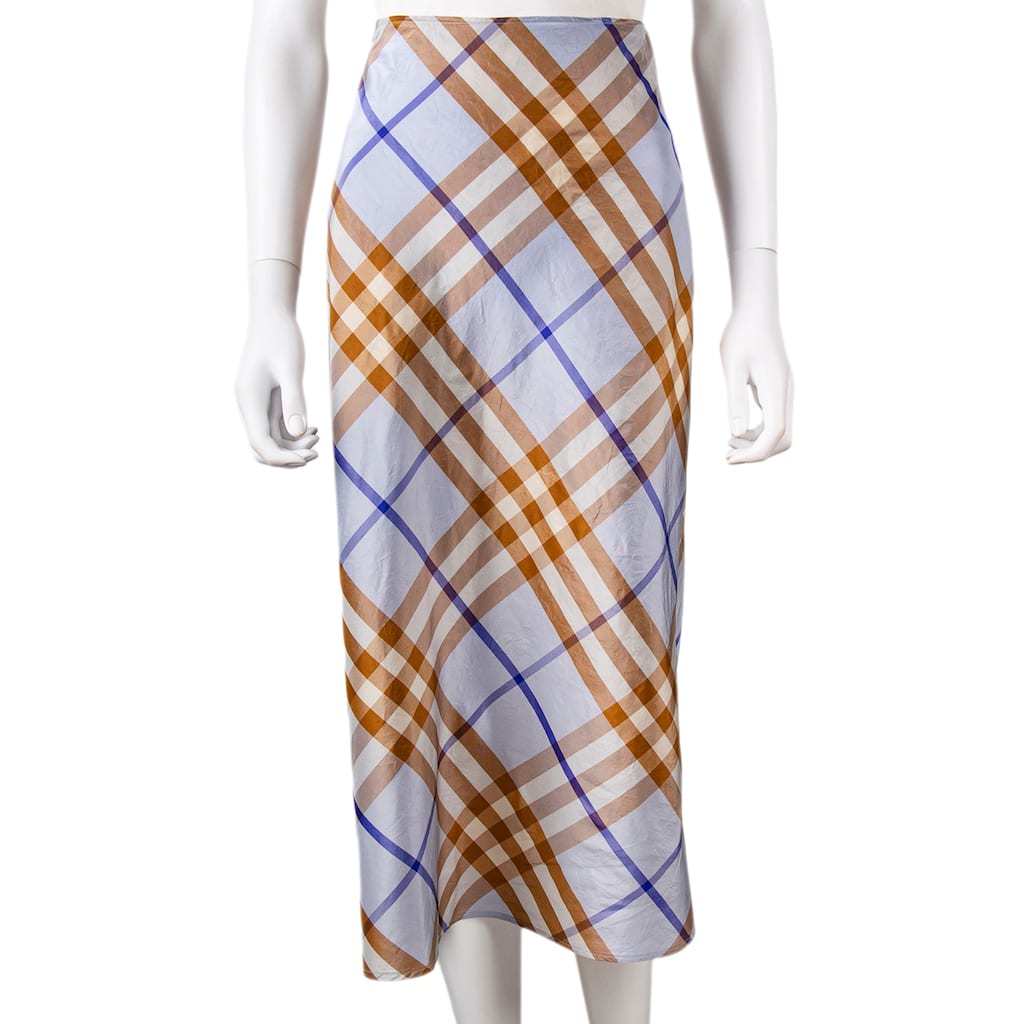 Burberry Lisha Check Long Skirt in Silk