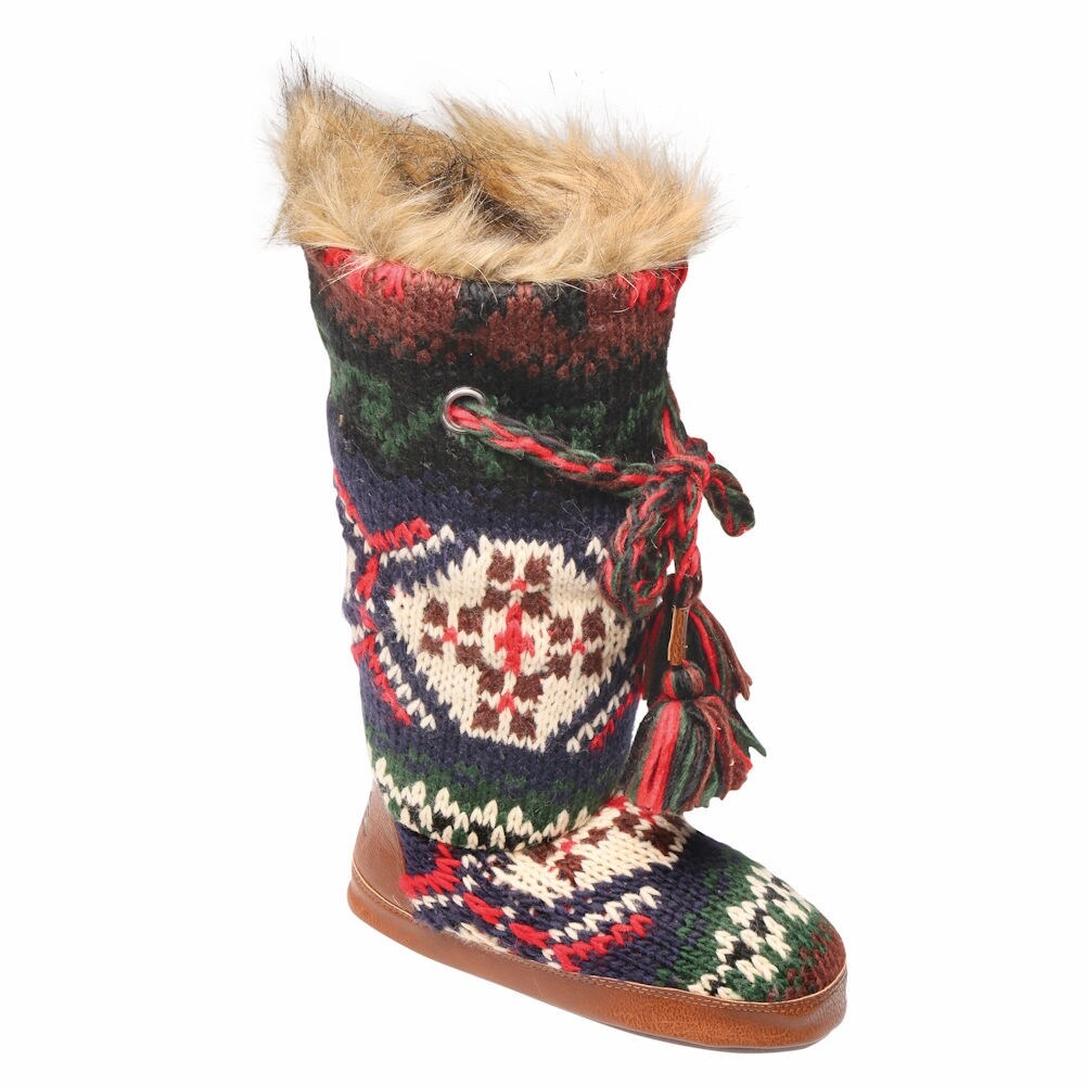 Women S Lodge Cable Knit Tall Fur Lined Slipper Boots Overstock 15954179 Womens ladies fur lined warm slippers hard sole slip on mule winter sliders sizetop rated womens lady mink fur ball pointy toe slippers rabbit fur lined mules loafers newtop hand crafted luxury men women ladies sheepskin boot slippers 100% real fur linedtop rated seller. women s lodge cable knit tall fur lined slipper boots