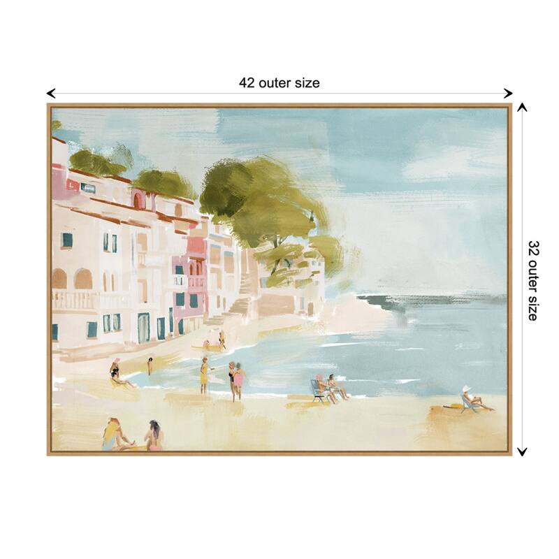 A Weekend In Cassis by Urban Road Framed Canvas Wall Art Print - Sylvie Maple - 42 x 32 in - Plastic - Natural