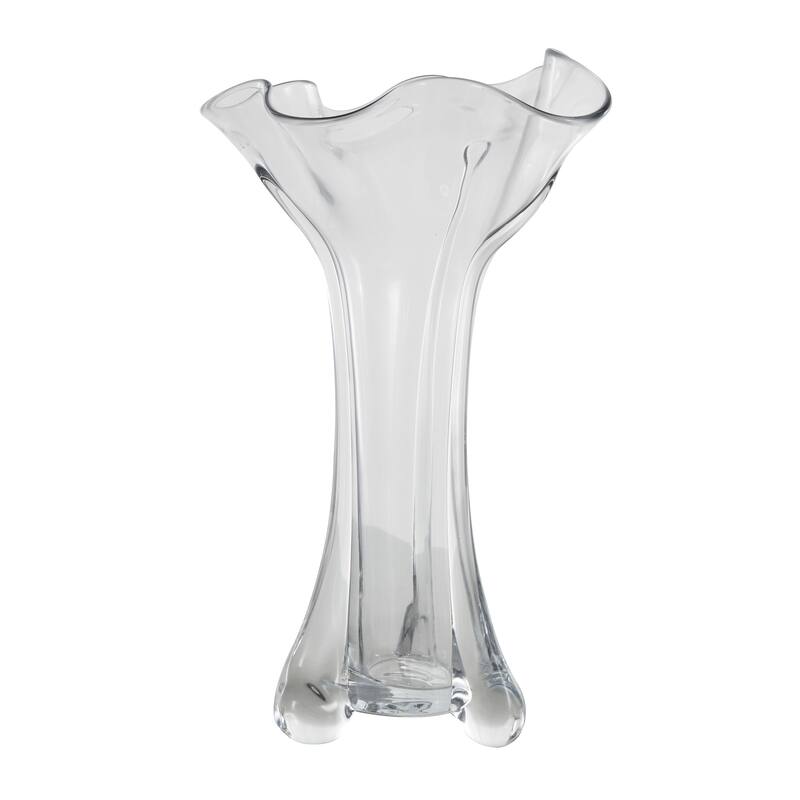 Clear Glass Fluted Tulip Abstract Vase