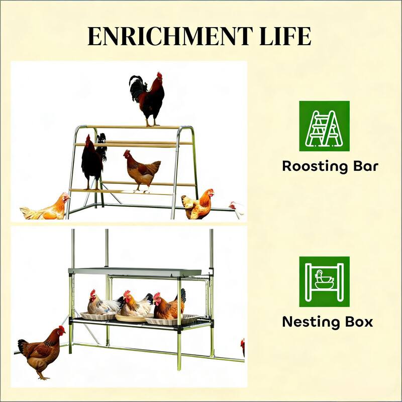 Chicken Coop,Large Metal Chicken Coop with Waterproof Cover