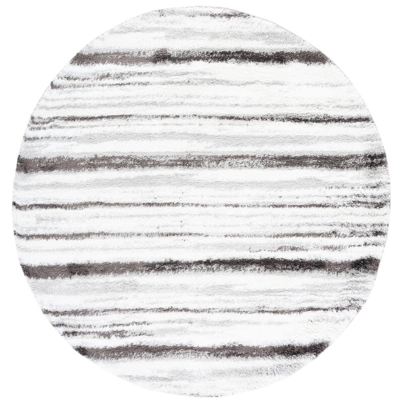 SAFAVIEH Berber Shag Imari Rug - 7' Round - Light Grey/Dark Grey