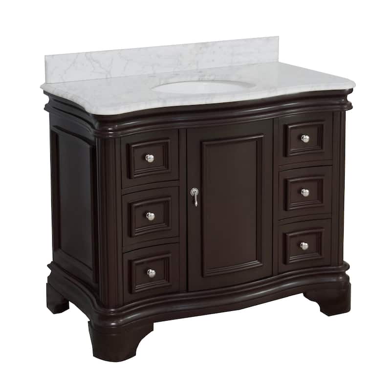 KitchenBathCollection Katherine 42" Bathroom Vanity with Carrara Marble Top