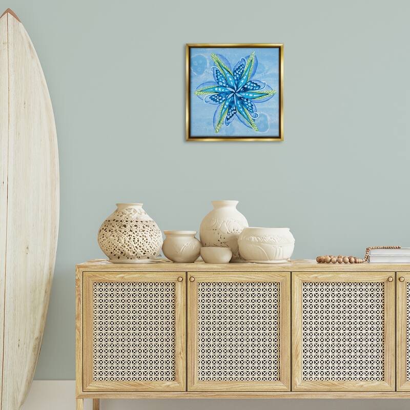 Stupell Star Shaped Abstract Flower Framed Floater Canvas Wall Art Design By Liz Jardine