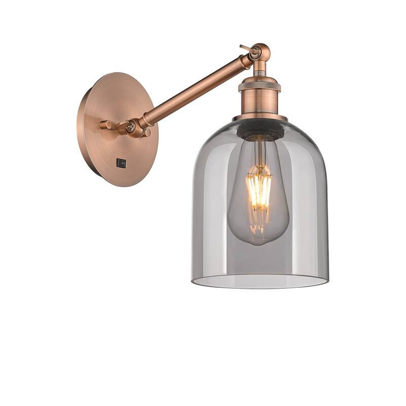 Innovations Lighting 317-1W-10-6 Bella Sconce Bella 10" Tall Wall - Antique Copper / Light Smoke