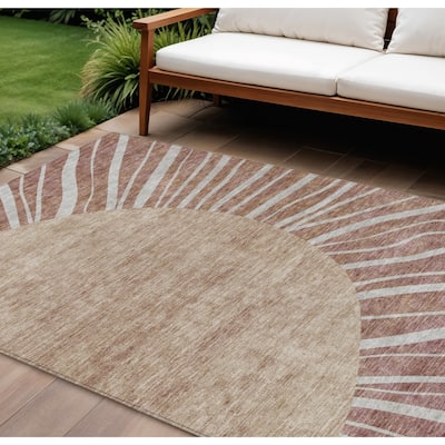 HomeRoots Abstract Transitional Rectangle Outdoor Rug