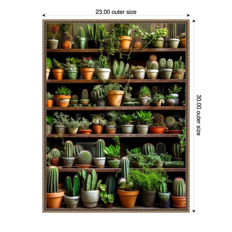 Assorted Succulents 2 by Justyna Jaszke Framed Canvas Wall Art Print - Sylvie Beaded Gold - 23 x 30 in
