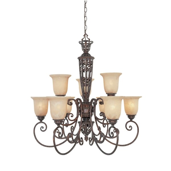 Designers Fountain 97589 Nine Light Up Lighting Two Tier Designers Fountain 97589 Nine Light Up Lighting Two Tier Chandelier From The Amherst Collection Burnt