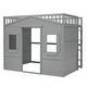 preview thumbnail 9 of 7, Gray Castle Style Full Size Solid Pine Wood Loft Bed with Ladder and Guard Rails