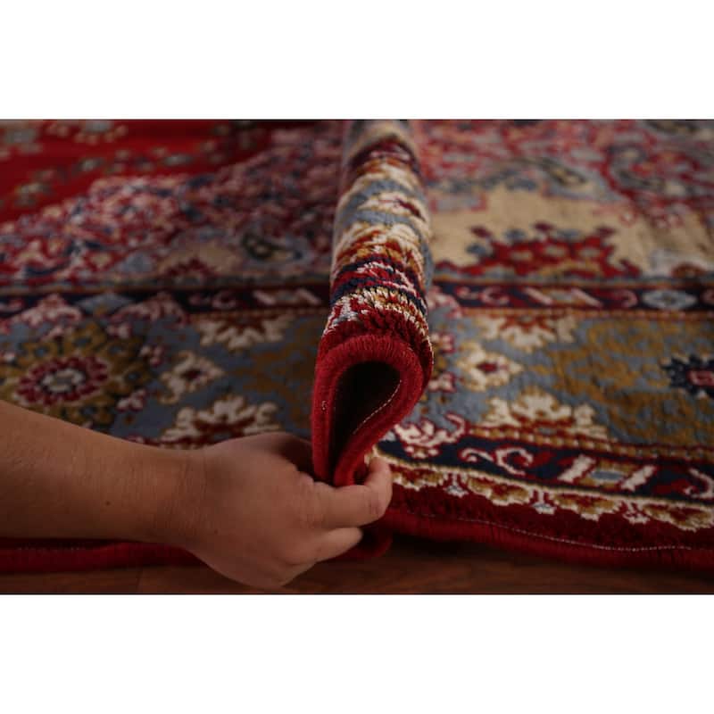 Floral Red Paisley Kashan Turkish Area Rug Machine Made Carpet - 9'8" x 12'10"