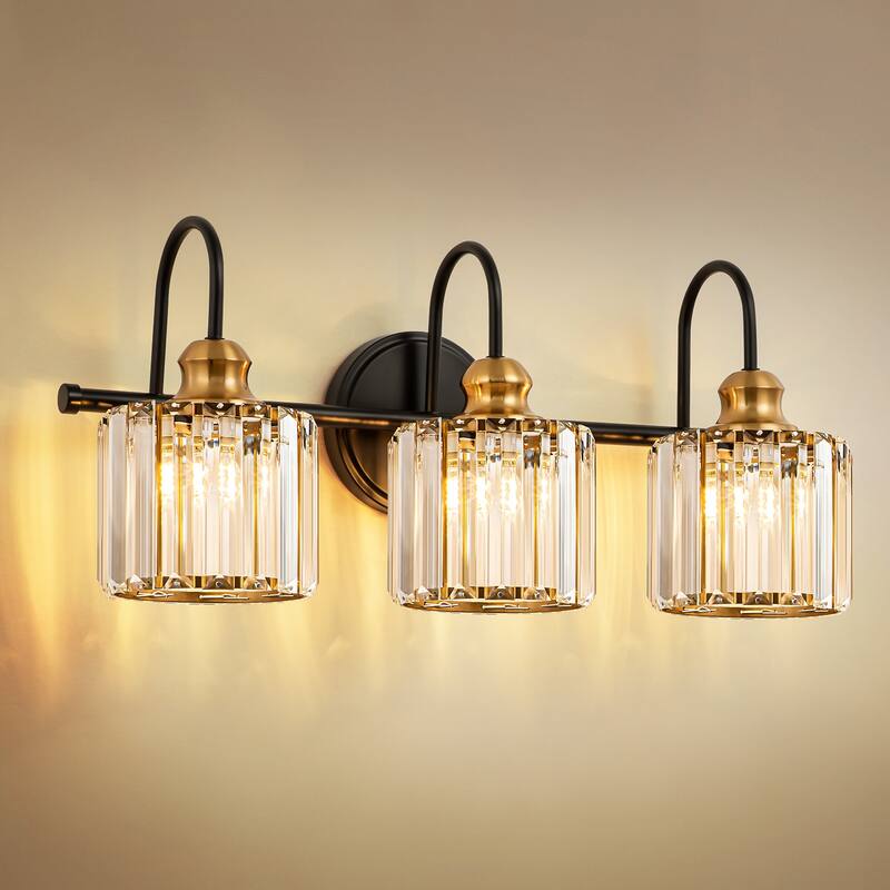 3/ 4-Light Modern Glam Crystal Dimmable Bathroom Vanity Light Linear Wall Light