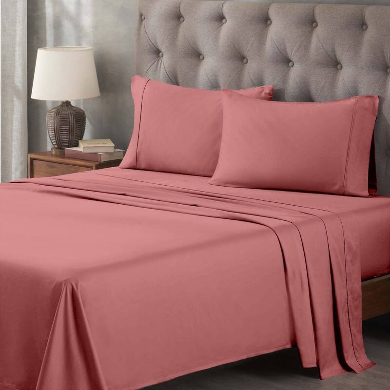 Superior Egyptian Cotton 400 Thread Count Solid Deep Pocket Bed Sheet Set - Blush - King