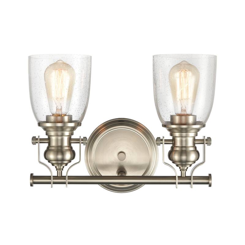 Elk Home Chadwick Satin Nickel With Seedy Glass 2 Light Vanity Light - Satin Nickel