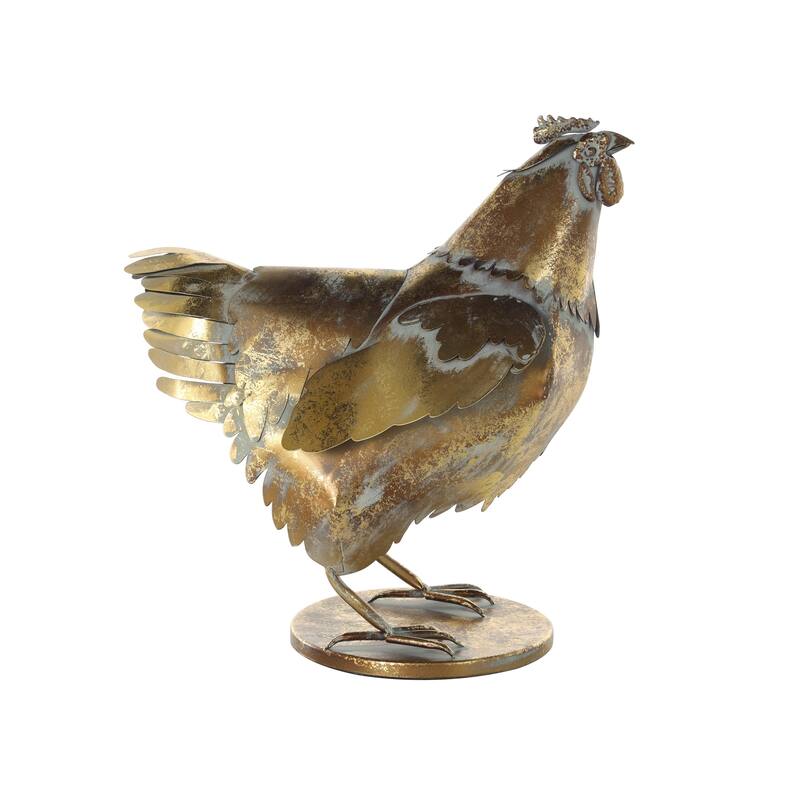 Metal Chicken Patina Decorative Garden Sculpture - Bronze - Roche River Decor