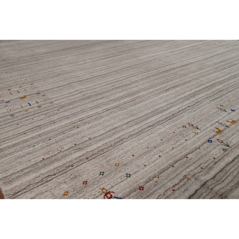 Striped Gabbeh Indian Area Rug Handmade Oriental Wool Carpet - 7'9" x 9'8"