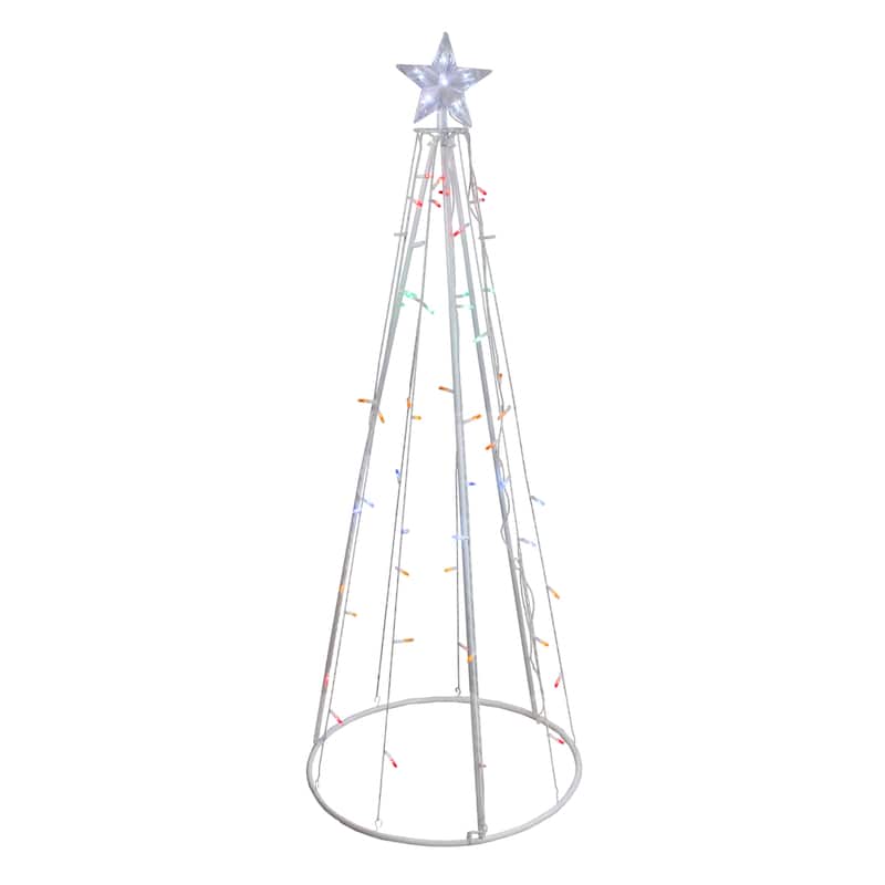 5' Multi-Color LED Lighted Cone Christmas Tree Outdoor Decor