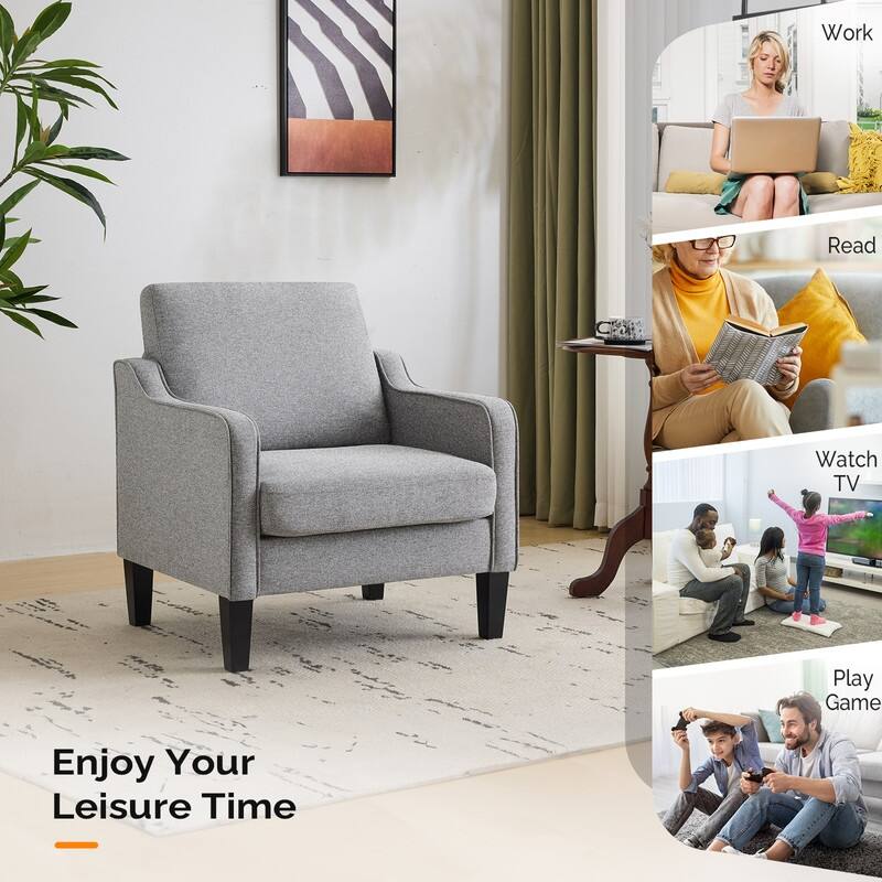 VINGLI Mid Century Modern Fabric Accent Chair