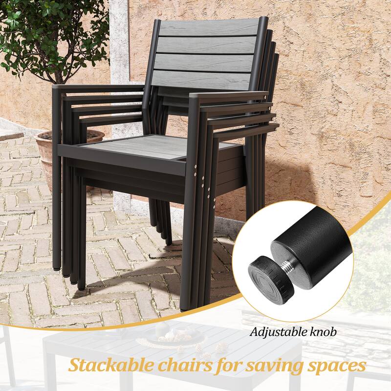 VredHom 7-Pieces Outdoor Aluminum Patio Dining Set with Stackable Chairs
