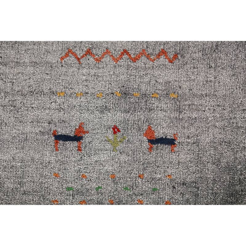 Gray Gabbeh Indian Area Rug Handmade Silk Carpet - 8'0" x 9'6"