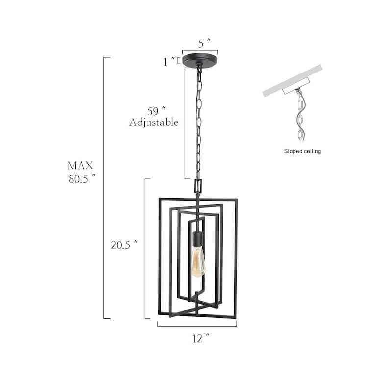 Modern Farmhouse Metal Kitchen Island Pendant 12-inch Gold Black Adjustable Lantern Light