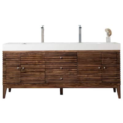 James Martin Vanities Linear 72" Double Vanity, Mid Century Walnut