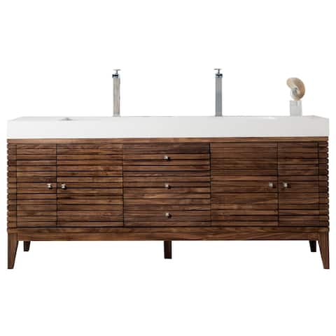 James Martin Vanities Linear 72" Double Vanity, Mid Century Walnut