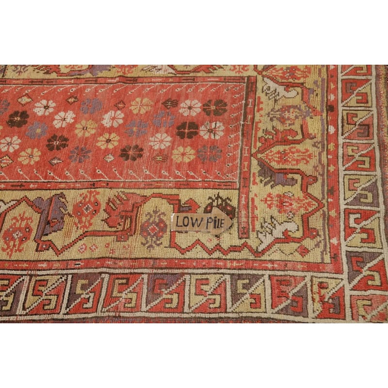 Pre-1900 Antique Vegetable Dye Oushak Turkish Wool Carpet - 4'1"x 5'5"