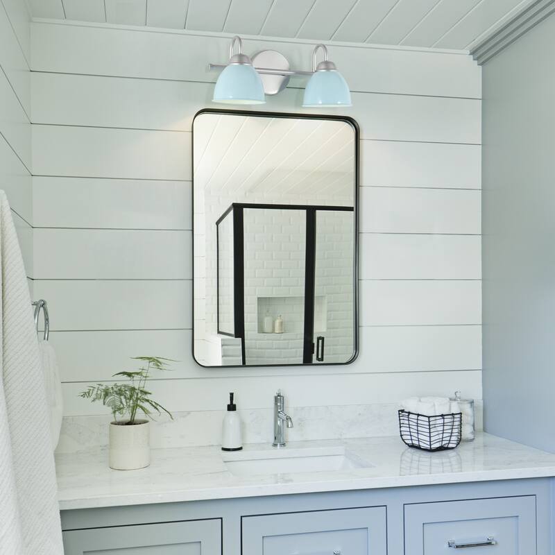 Strecy Coastal Modern Bathroom Vanity Light Blue Metal Shade for Powder Room
