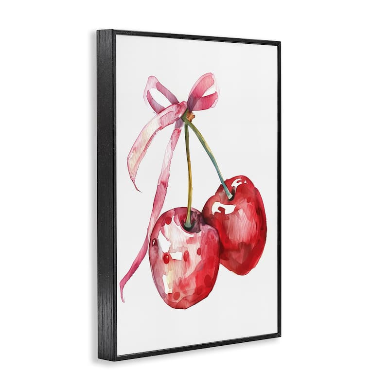 Stupell Cherries Tied in Ribbon Framed Giclee Art Design By LSR Design Studio