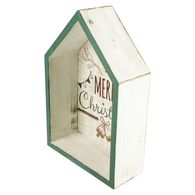 11.75" Green Merry Christmas 3-D House Wall Sign
