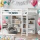 preview thumbnail 2 of 19, Twin Size Loft Bed with 8 Open Storage Shelves and Built-in Ladder
