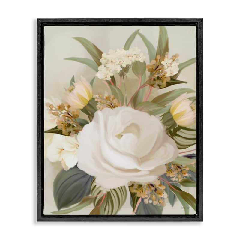 Stupell Charming Soft Rose Bundle Framed Floater Canvas Wall Art Design By House Fenway - 25 x 31 - Black