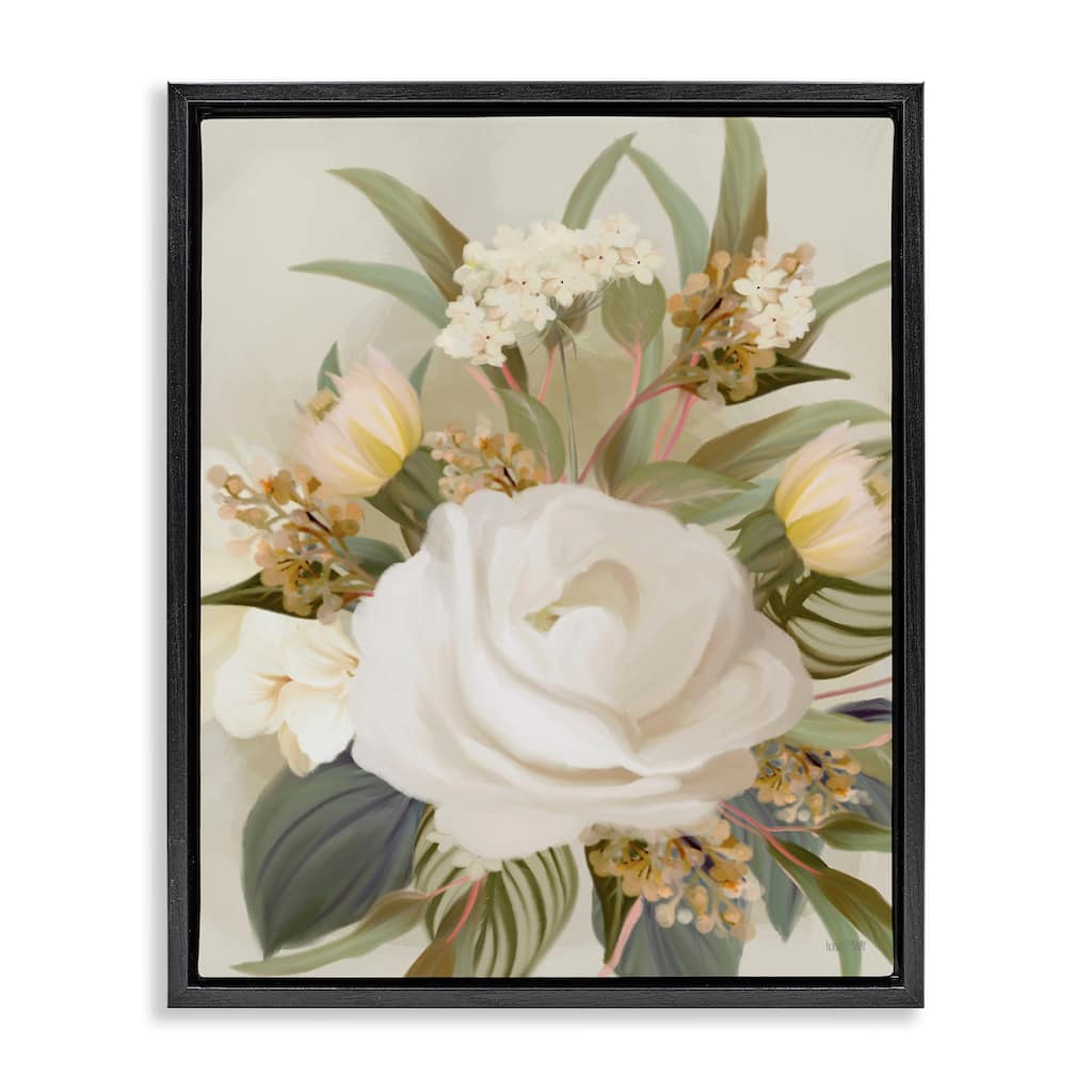 Stupell Charming Soft Rose Bundle Framed Floater Canvas Wall Art Design By House Fenway