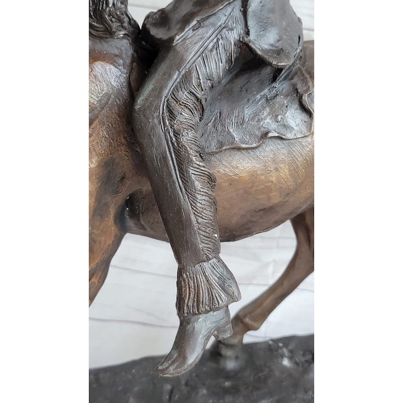 Buffalo Signal By Frederic Remington Bronze Native American Sculpture Statue 33 Inches X 26 Inches