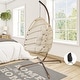 preview thumbnail 34 of 53, Oversized 1-Person Foldable Hanging Egg Chair - Wicker Swing Chair with Stand, Portable for Indoor Outdoor Patio Beige/Cover