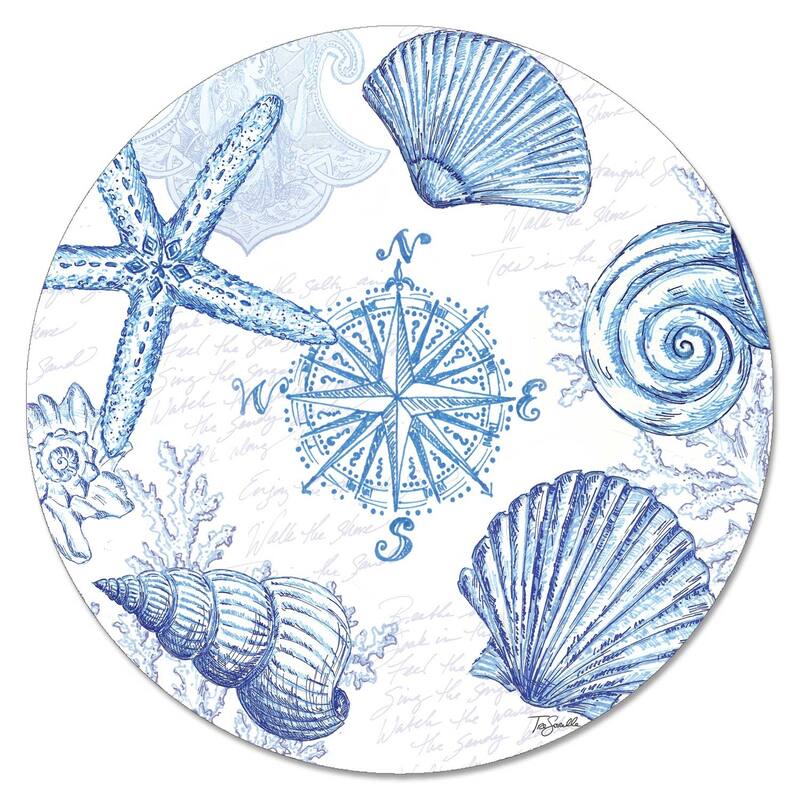 Glass Lazy Susan - Coastal Sketch - 13x.044
