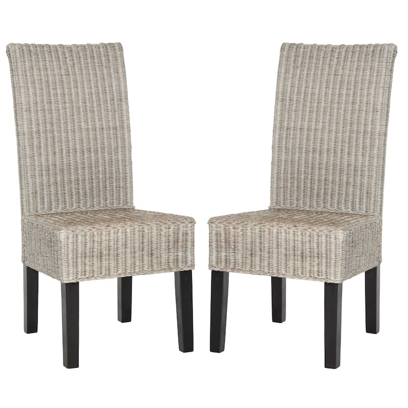 SAFAVIEH Jorine Grey Wicker Dining Chair (Set of 2) - 18.1" x 13.2" x 40.1" - 18Wx13Dx40H