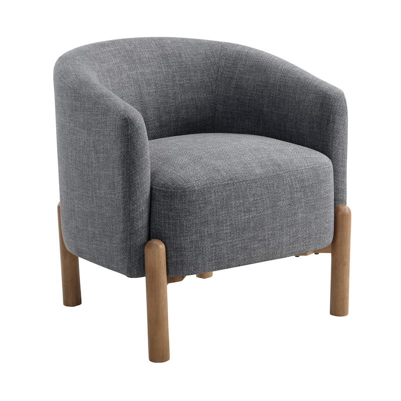 Wyatt 27.5" Textured Accent Chair - Light Brown Finish Solid Wood Legs - Gray