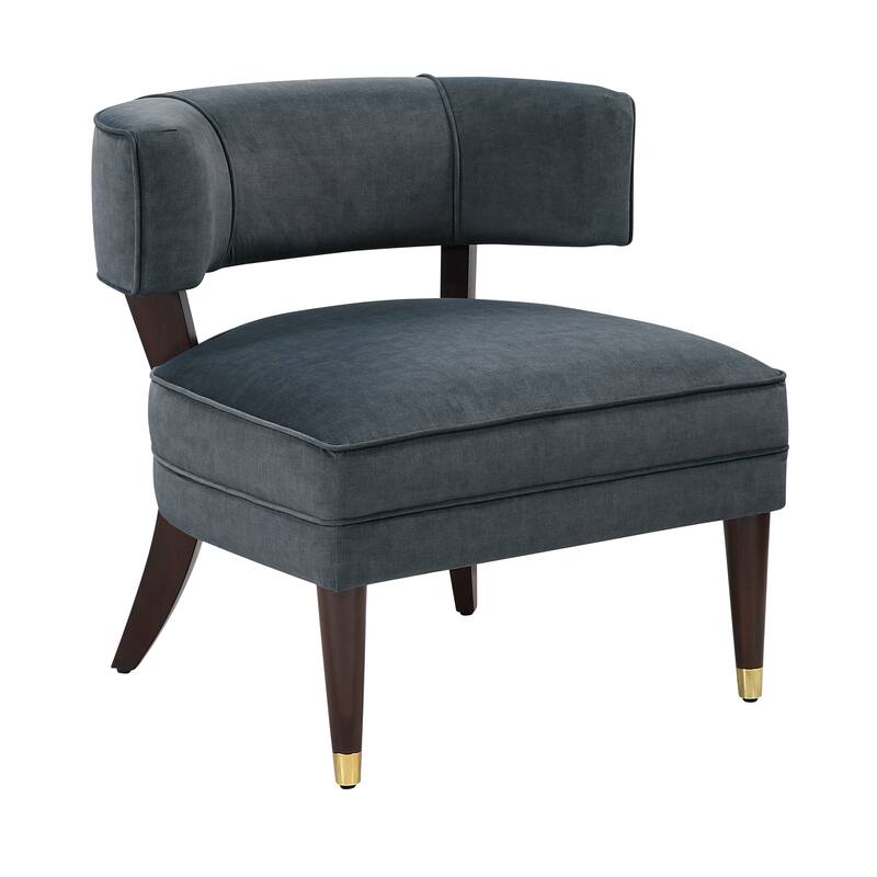 Crest 31.5" Velvet Accent Chair - Espresso Finish Solid Wood Legs - Dark Gray