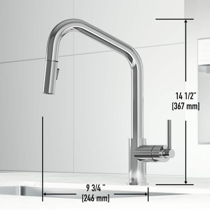 VIGO Utopia 14" H Single Handle Pull-Down Sprayer Kitchen Bar Faucet
