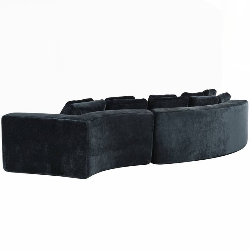 Upholstered Couches Chenille Jacquard Curved Couch, No Assembly Required