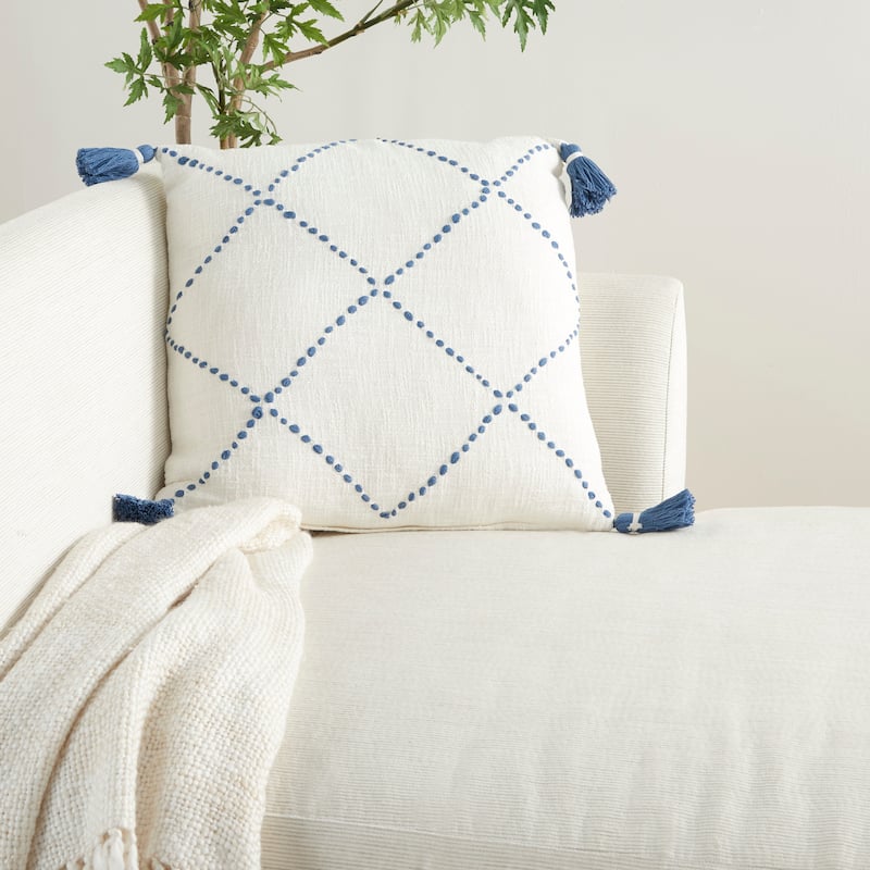 Mina Victory Life Styles Blue Throw Pillow , ( 20"X20" )
