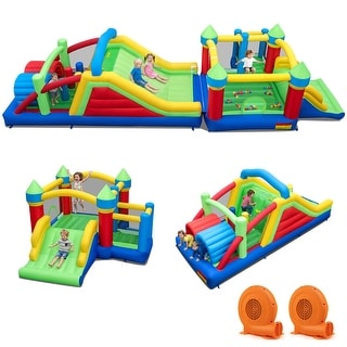 Gymax Inflatable Bounce Castle w/Jumping House Ocean Balls Dual Slides - Multicolor