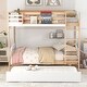 preview thumbnail 2 of 5, Pine wood+MDF Full over Full Bunk Bed with Twin Size Trundle and Ladder Storage Shelves.