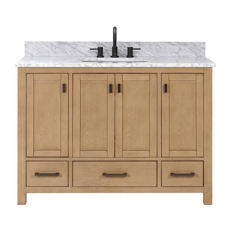 Avanity Modero 49 in. Vanity Combo in Matte Black finish and Carrara White Marble Top