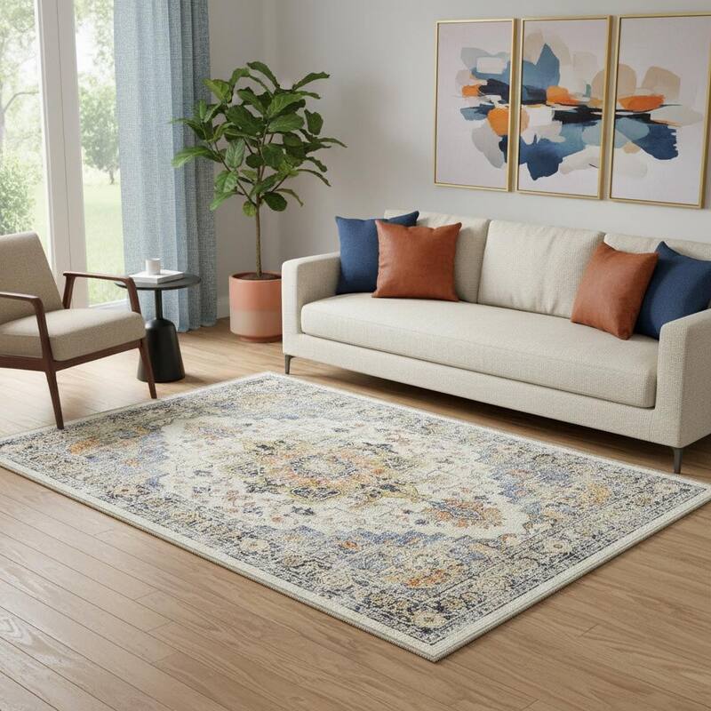 HomeRoots Medallion Traditional Rectangle Area Rug - 5' X 7'