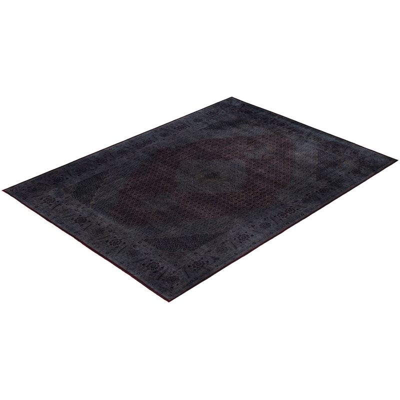 Overdyed One-of-a-Kind Hand-Knotted Area Rug - Black - 9' 0" x 12' 4"