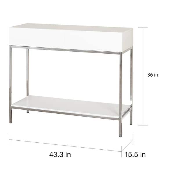 Simple Living White and Chrome Metal High Gloss Console Table