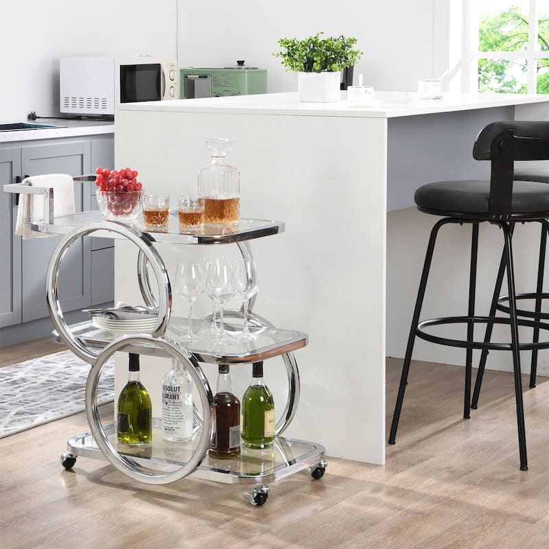 Metal Bar Cart Silver Bar Carts for the Home