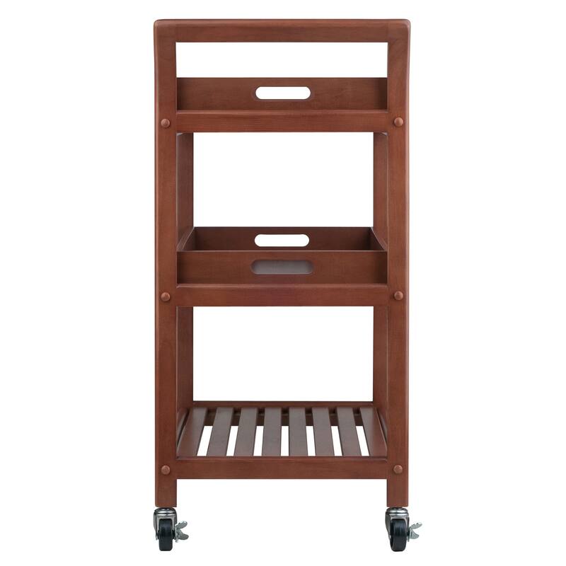 Albert 3-Tier Entertainment Cart, Walnut - 24.8 x 15.98 x 33.27 inches